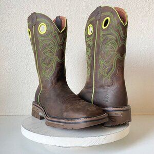 Capitan Mens Brown Cowboy Boots Size 10 D Square Toe Leather Western Rubber Sole